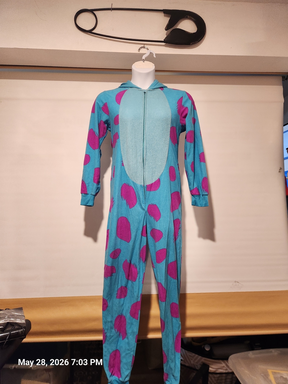 Disney Blue and Purple Sylly Hooded One-Piece Pajama